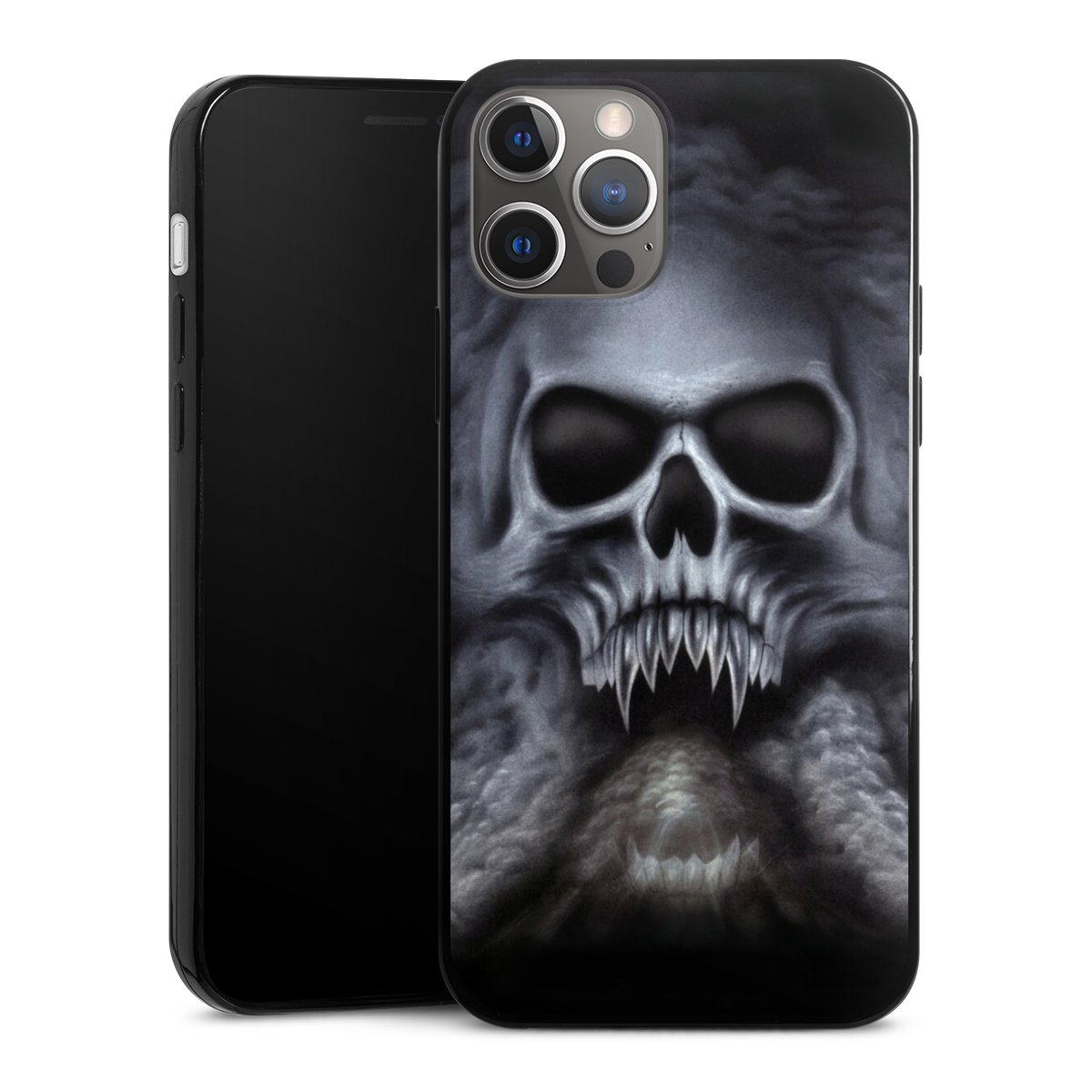 iPhone 12 Pro Handy Slim Case extra dünn Silikon Handyhülle schwarz Hülle Totenkopf Skull Silikon Slim Case