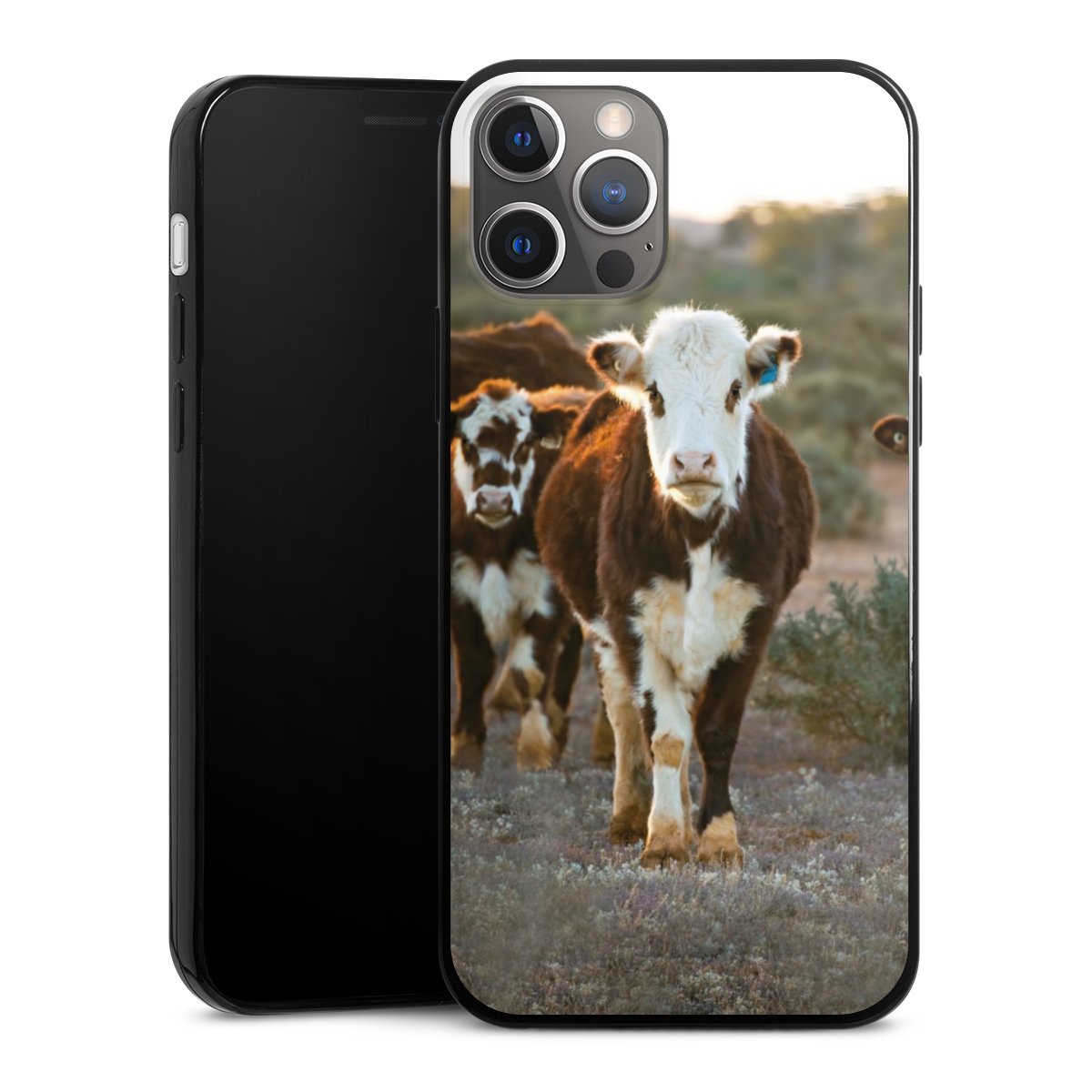 iPhone 12 Pro Handy Slim Case extra dünn Silikon Handyhülle schwarz Hülle Cow Farmer Calf Silikon Slim Case