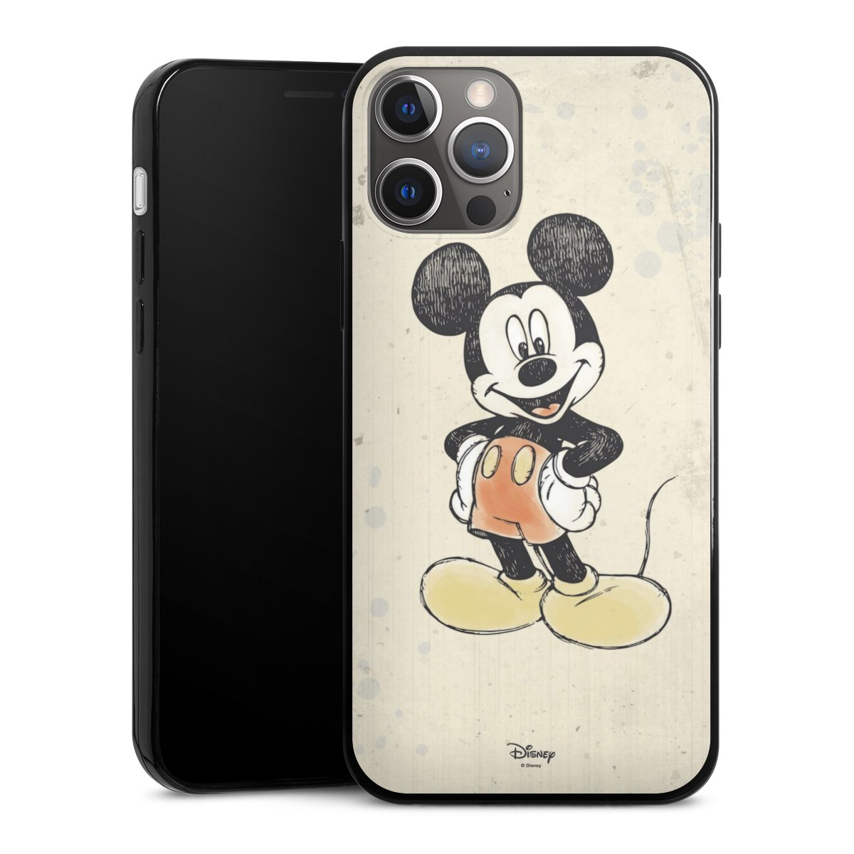 iPhone 12 Pro Handy Slim Case extra dünn Silikon Handyhülle schwarz Hülle Water Colour Mickey & Minnie Mouse Official Licensed Product Silikon Slim Case