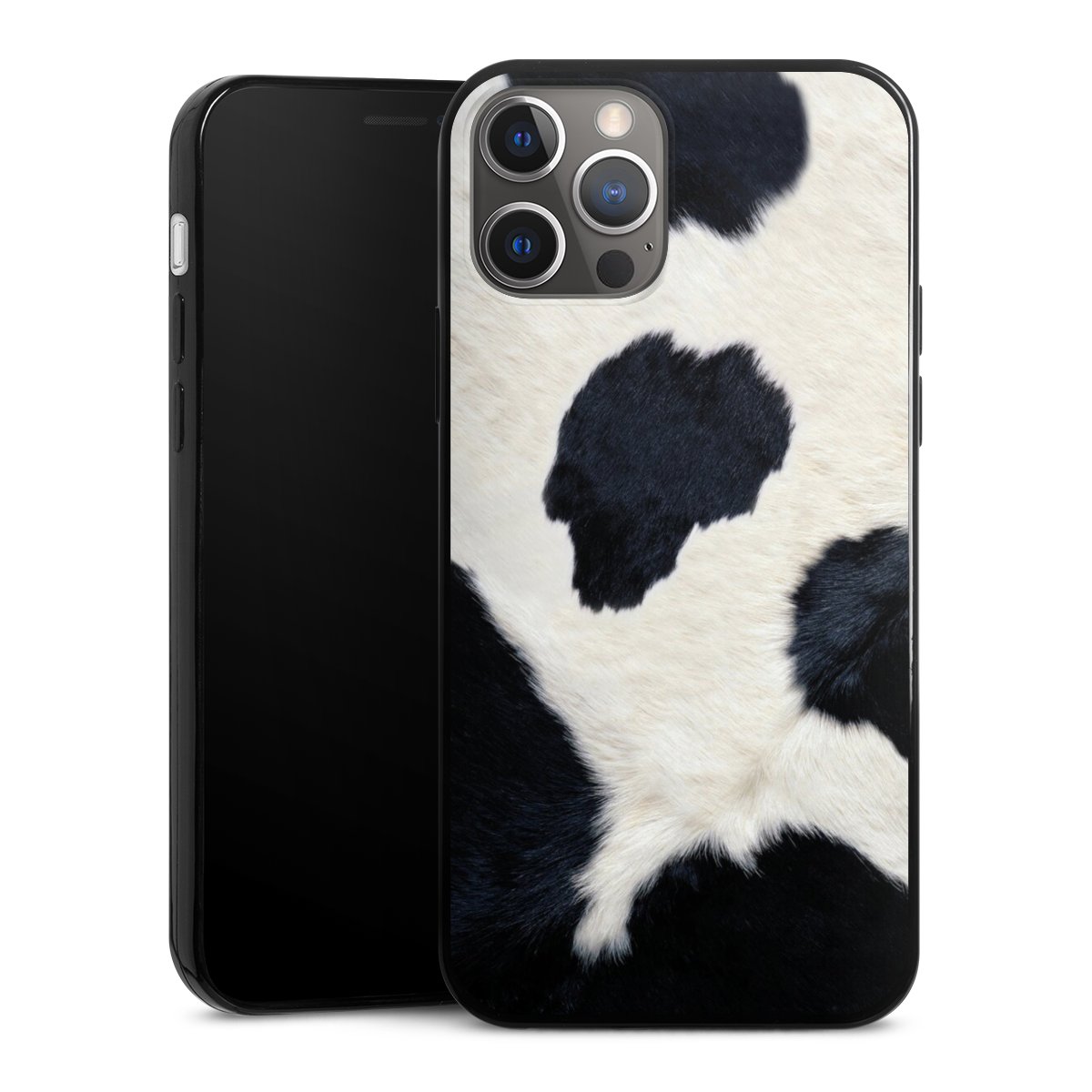 iPhone 12 Pro Handy Slim Case extra dünn Silikon Handyhülle schwarz Hülle Animal Look Animal Print Cow Skin Silikon Slim Case