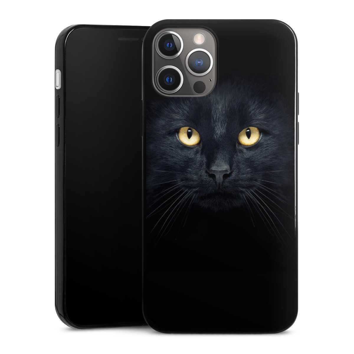 iPhone 12 Pro Handy Slim Case extra dünn Silikon Handyhülle schwarz Hülle Eye Cat Black Silikon Slim Case