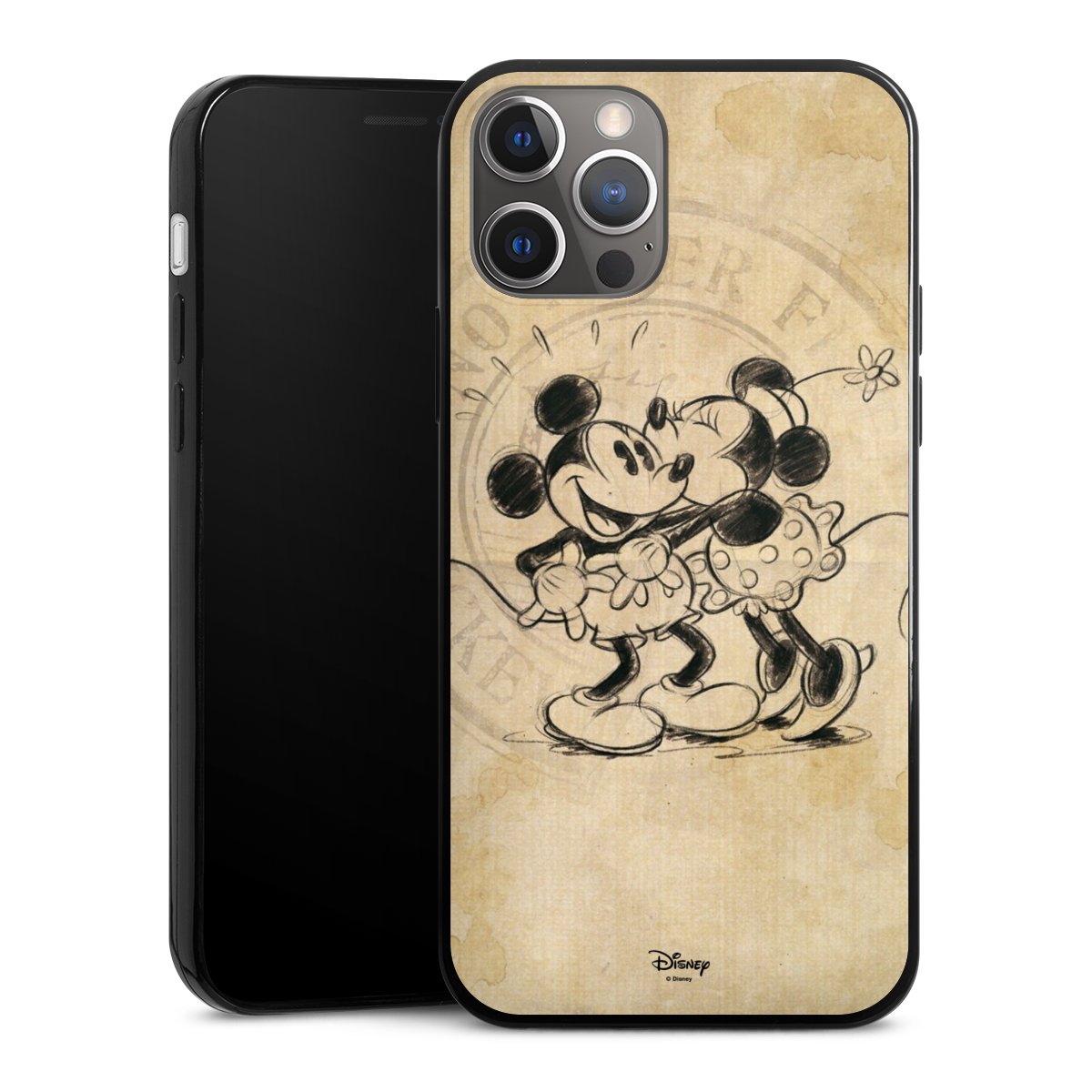 iPhone 12 Pro Handy Slim Case extra dünn Silikon Handyhülle schwarz Hülle Mickey Mouse Vintage Minnie Mouse Silikon Slim Case