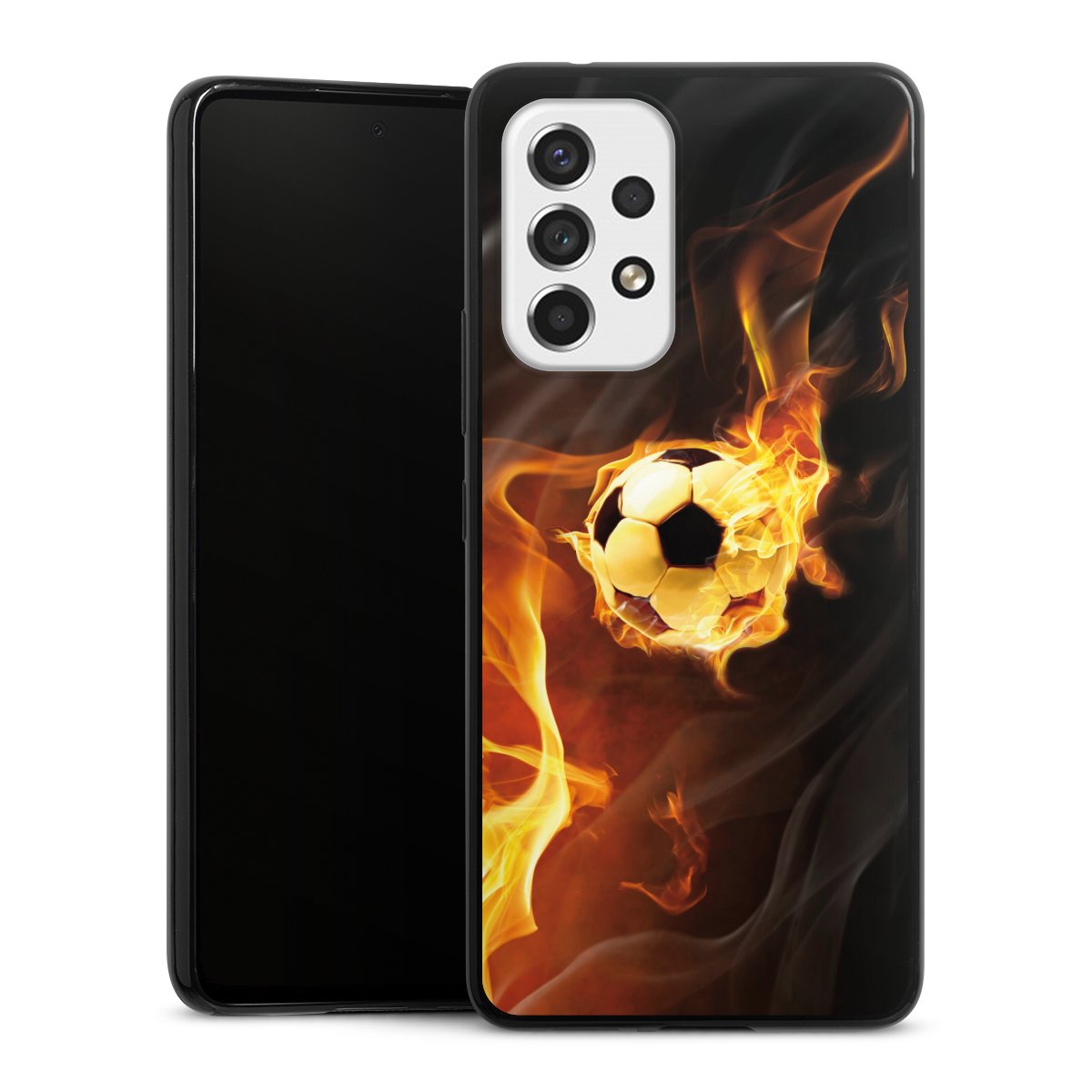 Galaxy A53 5G Handy Slim Case extra dünn Silikon Handyhülle schwarz Hülle Ball Fire Soccer Silikon Slim Case