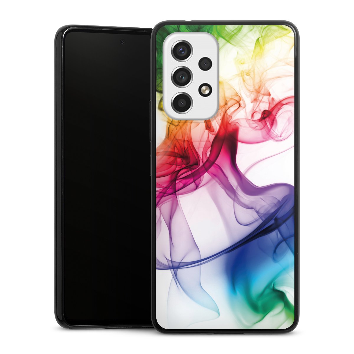 Galaxy A53 5G Handy Slim Case extra dünn Silikon Handyhülle schwarz Hülle Water Colour Rainbow Silikon Slim Case