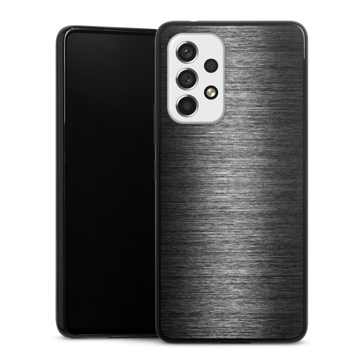 Galaxy A53 5G Handy Slim Case extra dünn Silikon Handyhülle schwarz Hülle Metallic Look Anthracite Metal Silikon Slim Case