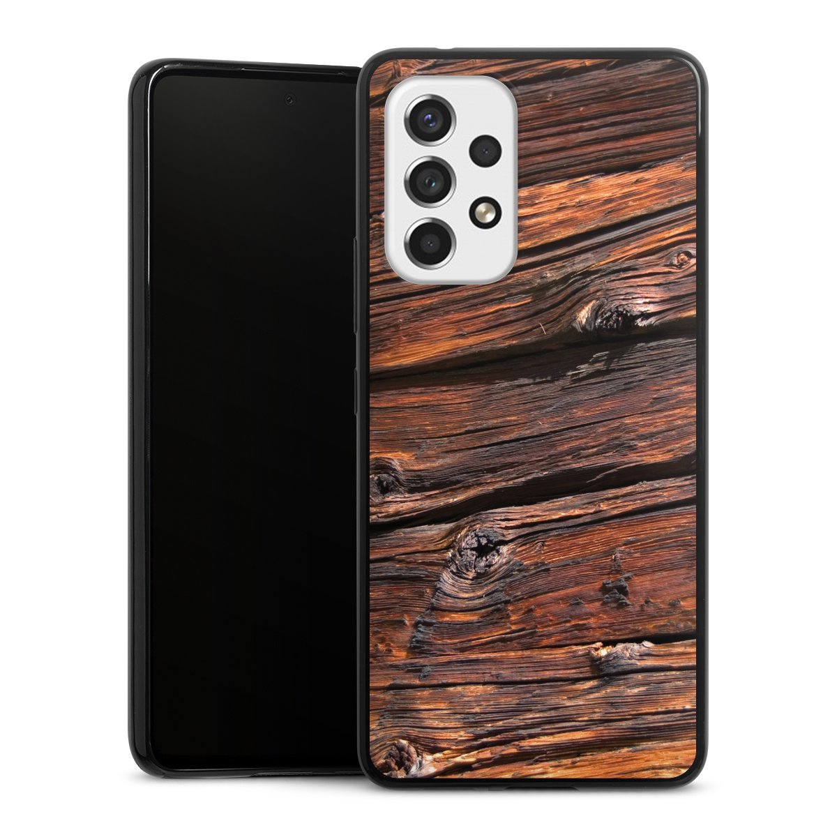 Galaxy A53 5G Handy Slim Case extra dünn Silikon Handyhülle schwarz Hülle Beams Wooden Look Wood Silikon Slim Case