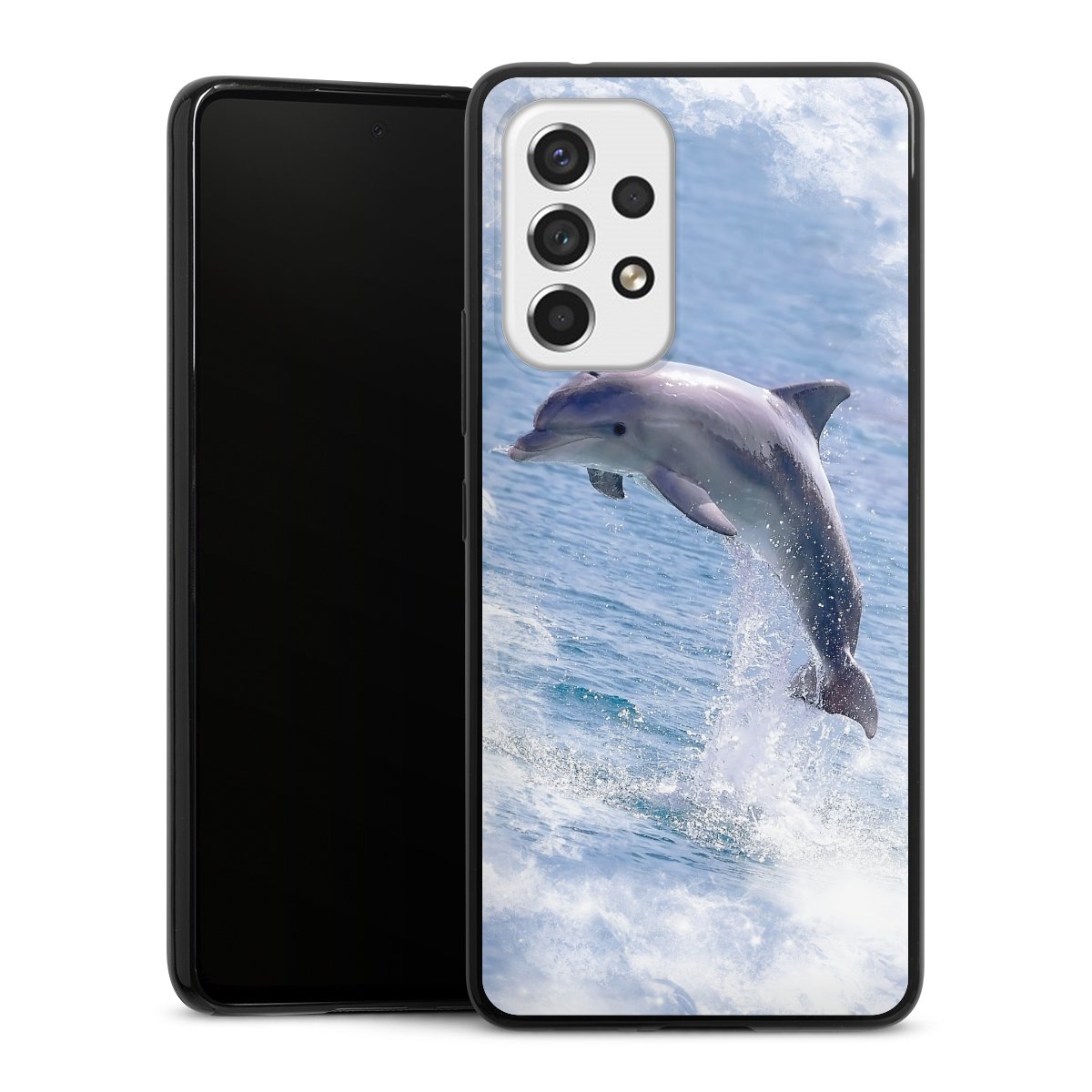 Galaxy A53 5G Handy Slim Case extra dünn Silikon Handyhülle schwarz Hülle Dolphin Ocean Wale Silikon Slim Case