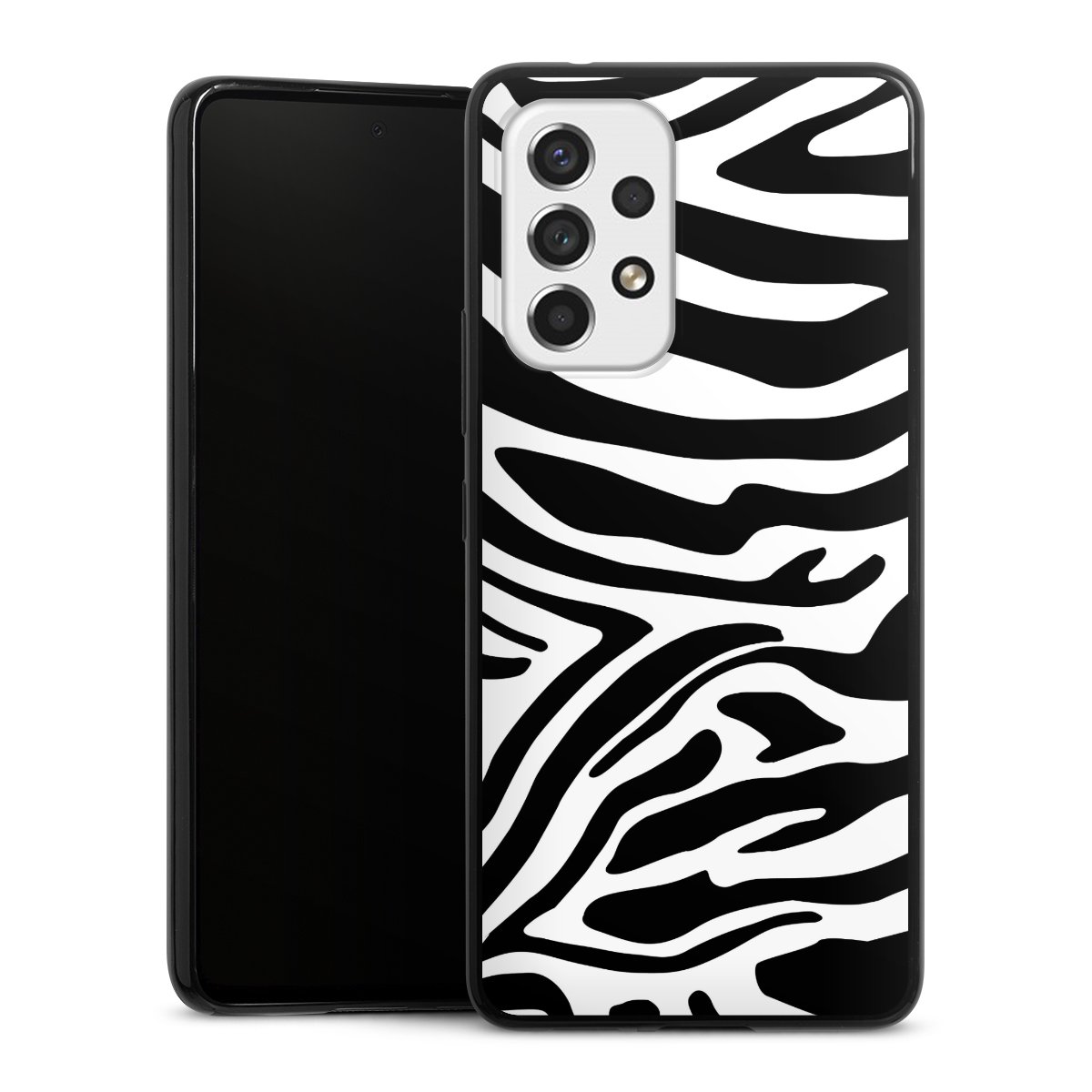 Galaxy A53 5G Handy Slim Case extra dünn Silikon Handyhülle schwarz Hülle Zebra Animal Look Animal Print Silikon Slim Case