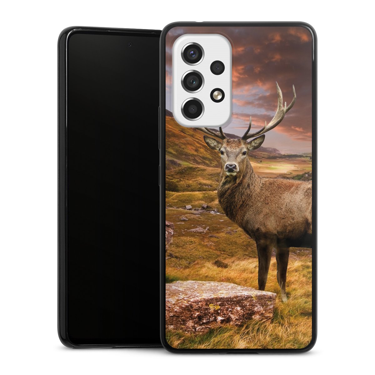 Galaxy A53 5G Handy Slim Case extra dünn Silikon Handyhülle schwarz Hülle Meadow Mountain Deer Silikon Slim Case