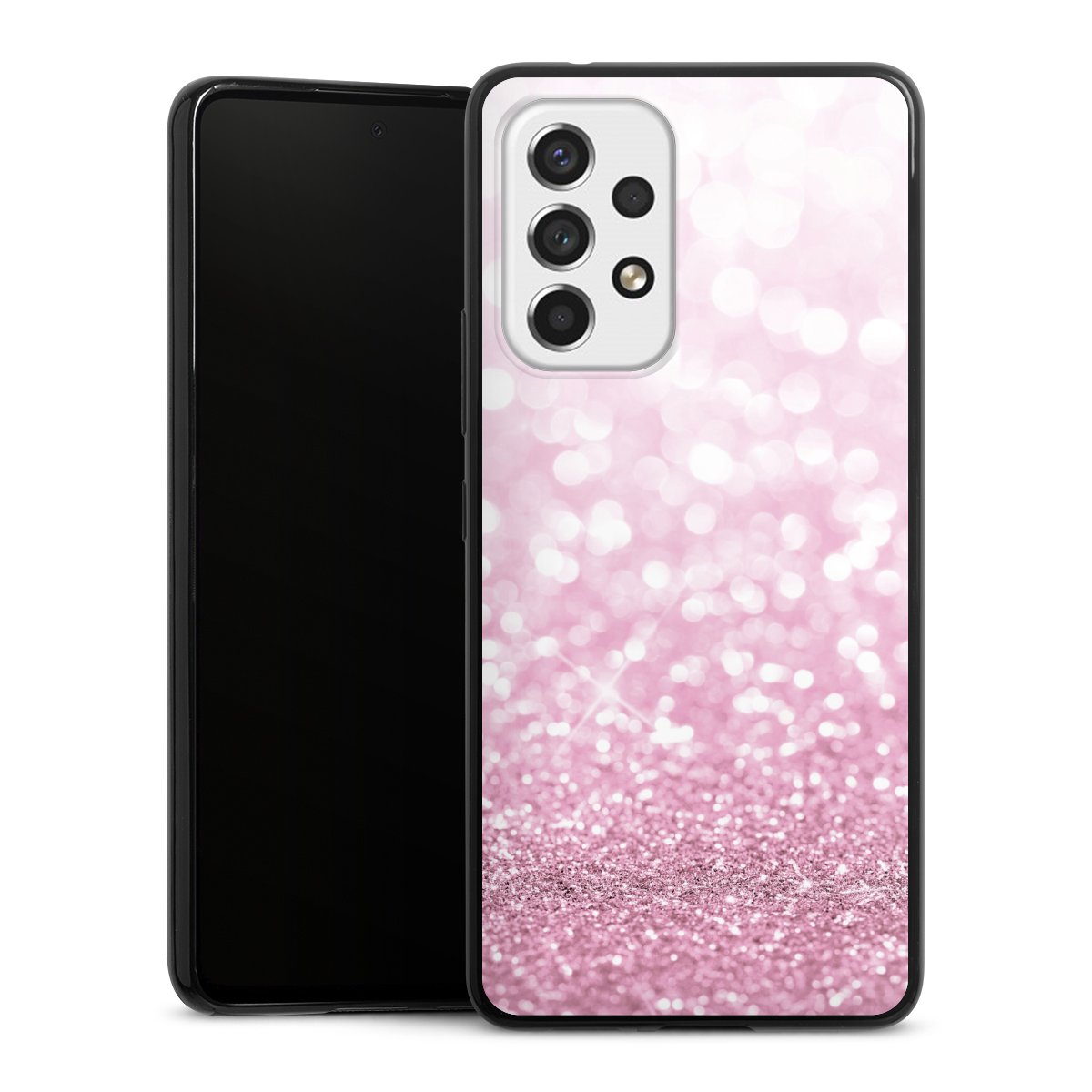 Galaxy A53 5G Handy Slim Case extra dünn Silikon Handyhülle schwarz Hülle Glitzer Pink Shine Silikon Slim Case