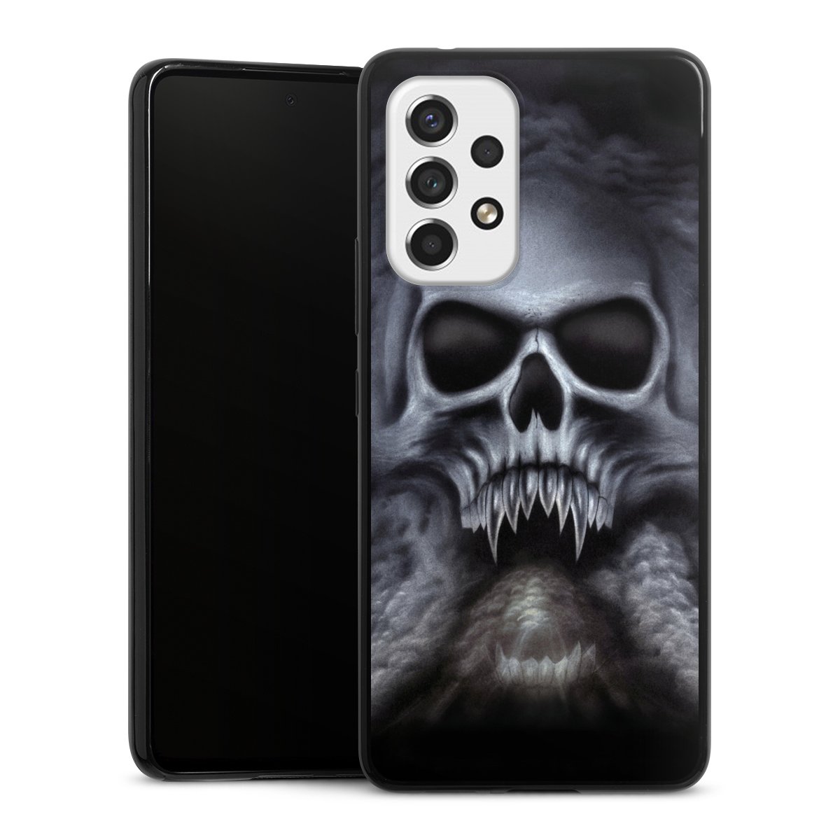 Galaxy A53 5G Handy Slim Case extra dünn Silikon Handyhülle schwarz Hülle Totenkopf Skull Silikon Slim Case