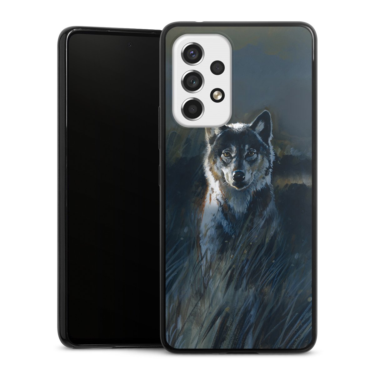 Galaxy A53 5G Handy Slim Case extra dünn Silikon Handyhülle schwarz Hülle Nature Wolf Painting Silikon Slim Case