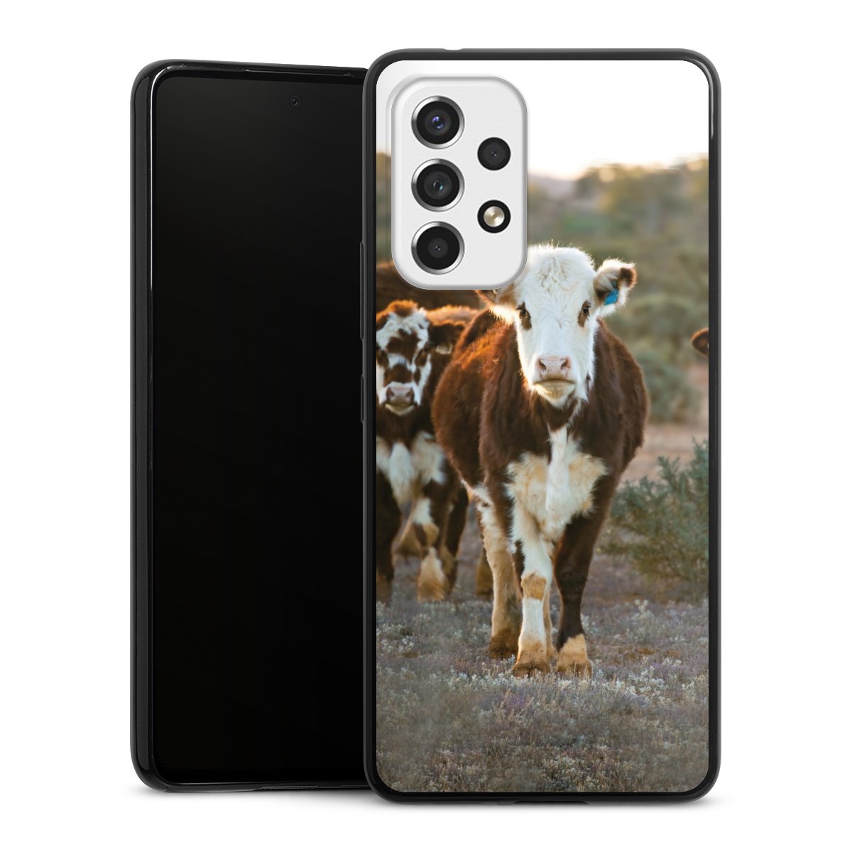 Galaxy A53 5G Handy Slim Case extra dünn Silikon Handyhülle schwarz Hülle Cow Farmer Calf Silikon Slim Case