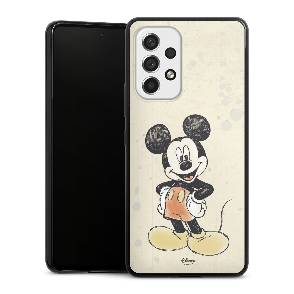 Galaxy A53 5G Handy Slim Case extra dünn Silikon Handyhülle schwarz Hülle Water Colour Mickey & Minnie Mouse Official Licensed Product Silikon Slim Case