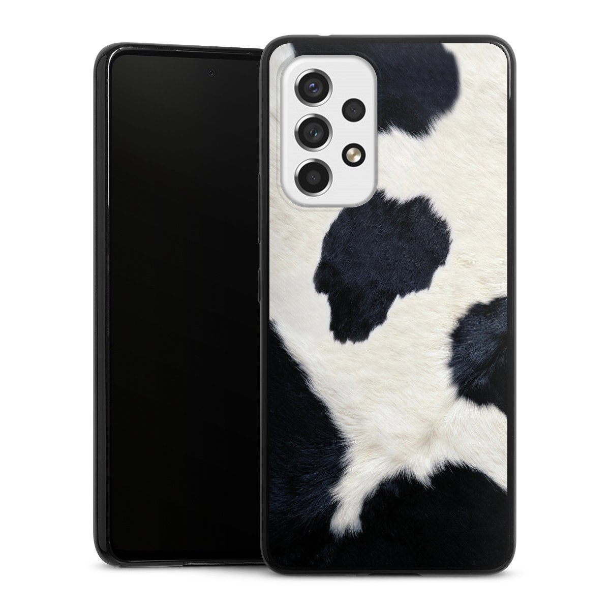 Galaxy A53 5G Handy Slim Case extra dünn Silikon Handyhülle schwarz Hülle Animal Look Animal Print Cow Skin Silikon Slim Case