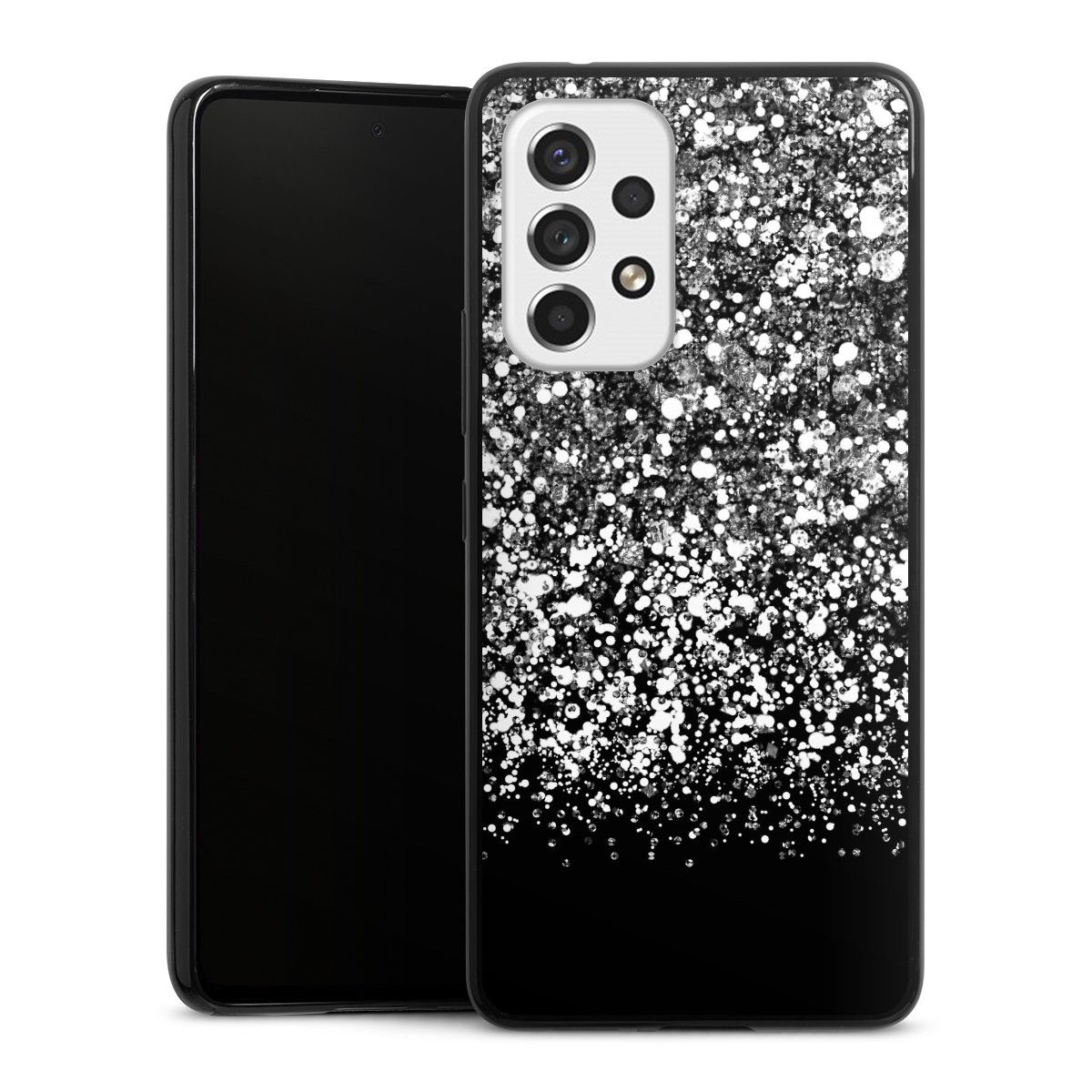 Galaxy A53 5G Handy Slim Case extra dünn Silikon Handyhülle schwarz Hülle Glitzer Snowflake Muster Silikon Slim Case