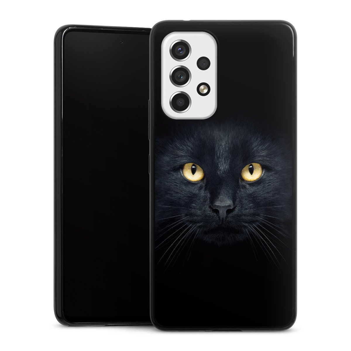 Galaxy A53 5G Handy Slim Case extra dünn Silikon Handyhülle schwarz Hülle Eye Cat Black Silikon Slim Case