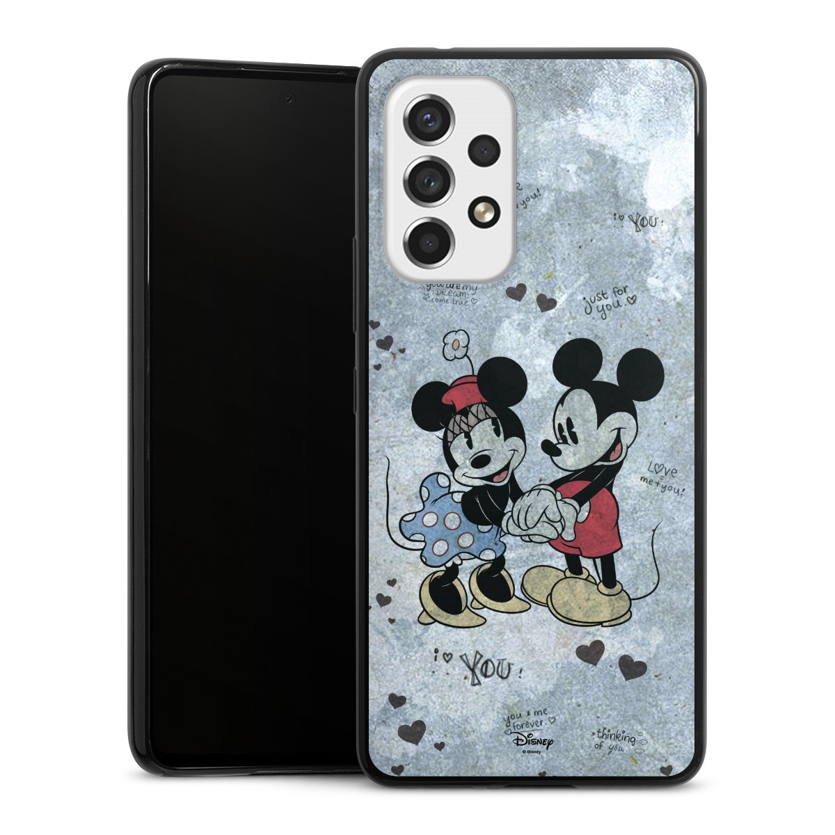 Galaxy A53 5G Handy Slim Case extra dünn Silikon Handyhülle schwarz Hülle Mickey & Minnie Mouse Vintage Disney Silikon Slim Case