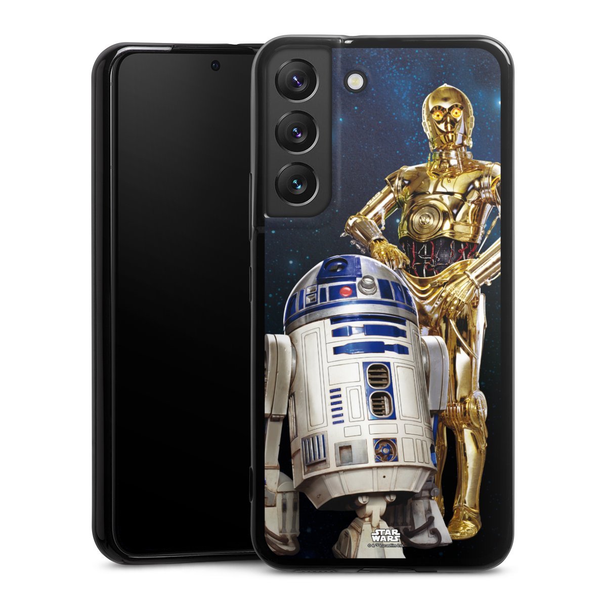 Galaxy S22 Handy Slim Case extra dünn Silikon Handyhülle schwarz Hülle Weltall Star Wars R2d2 Silikon Slim Case