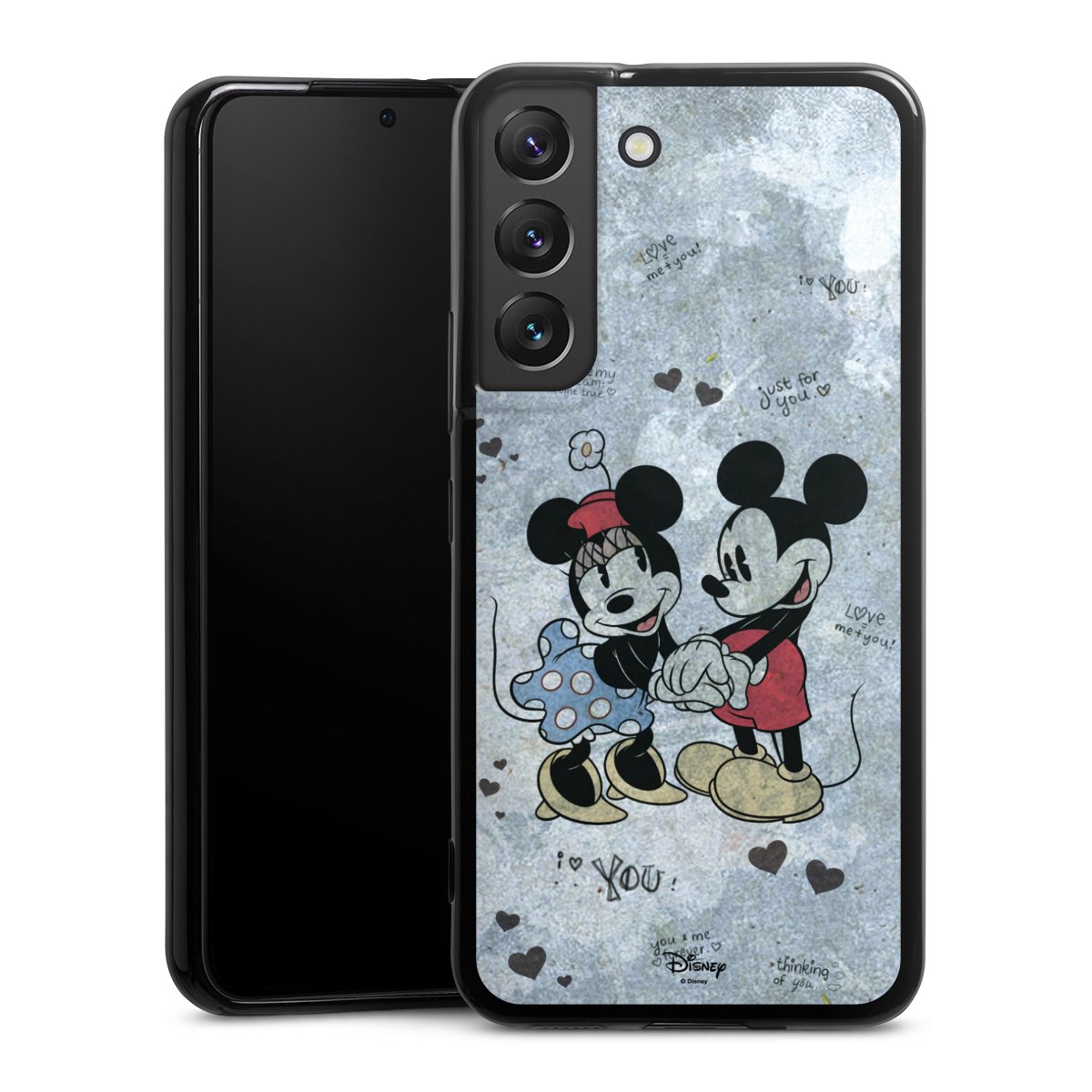 Galaxy S22 Handy Slim Case extra dünn Silikon Handyhülle schwarz Hülle Mickey & Minnie Mouse Vintage Disney Silikon Slim Case