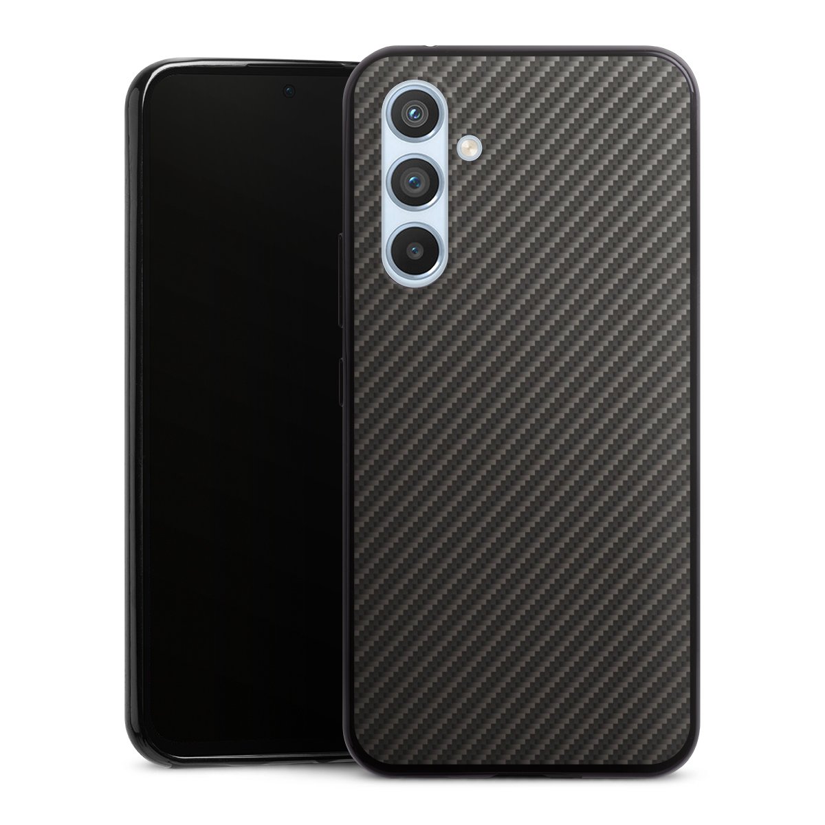 Galaxy A54 5G Handy Slim Case extra dünn Silikon Handyhülle schwarz Hülle Metallic Look Carbon Muster Silikon Slim Case