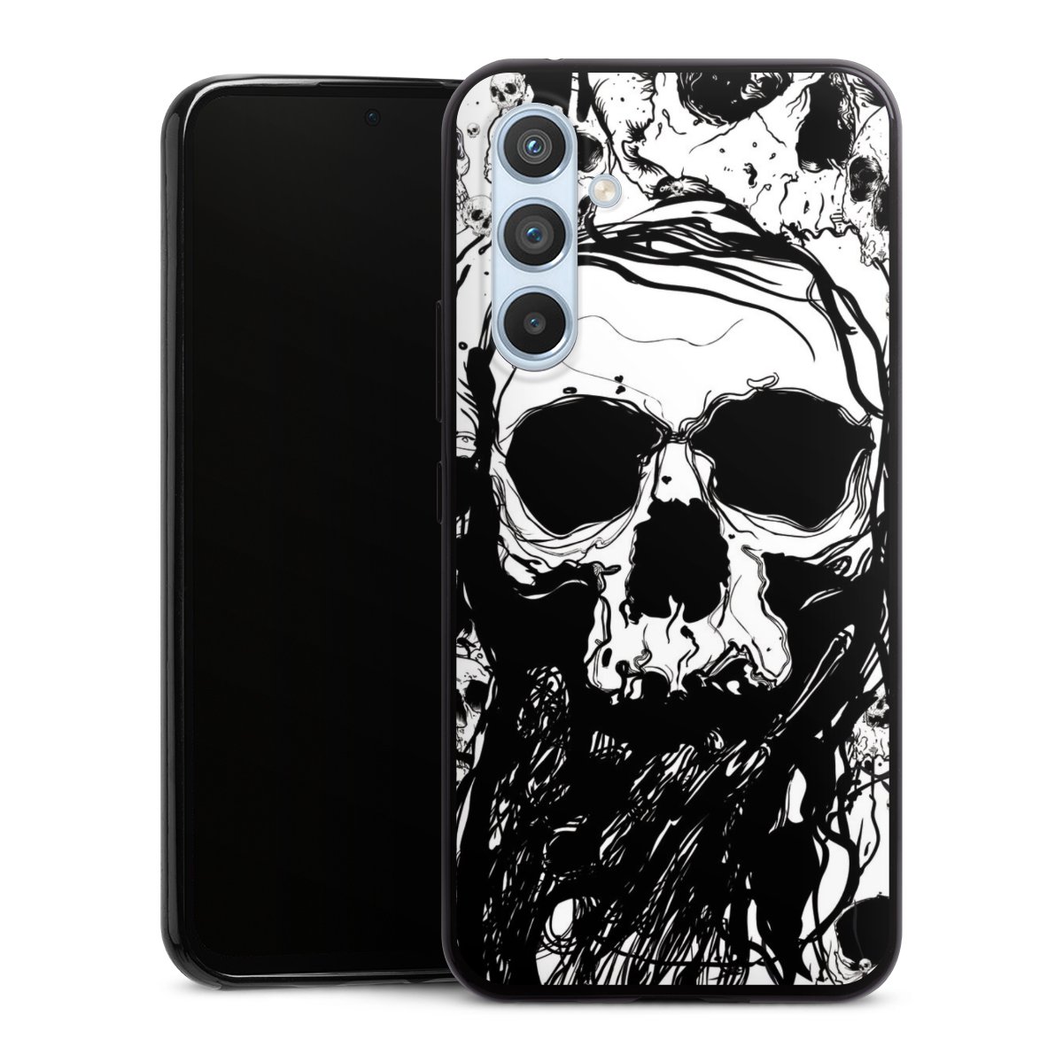 Galaxy A54 5G Handy Slim Case extra dünn Silikon Handyhülle schwarz Hülle Totenkopf Halloween Silikon Slim Case