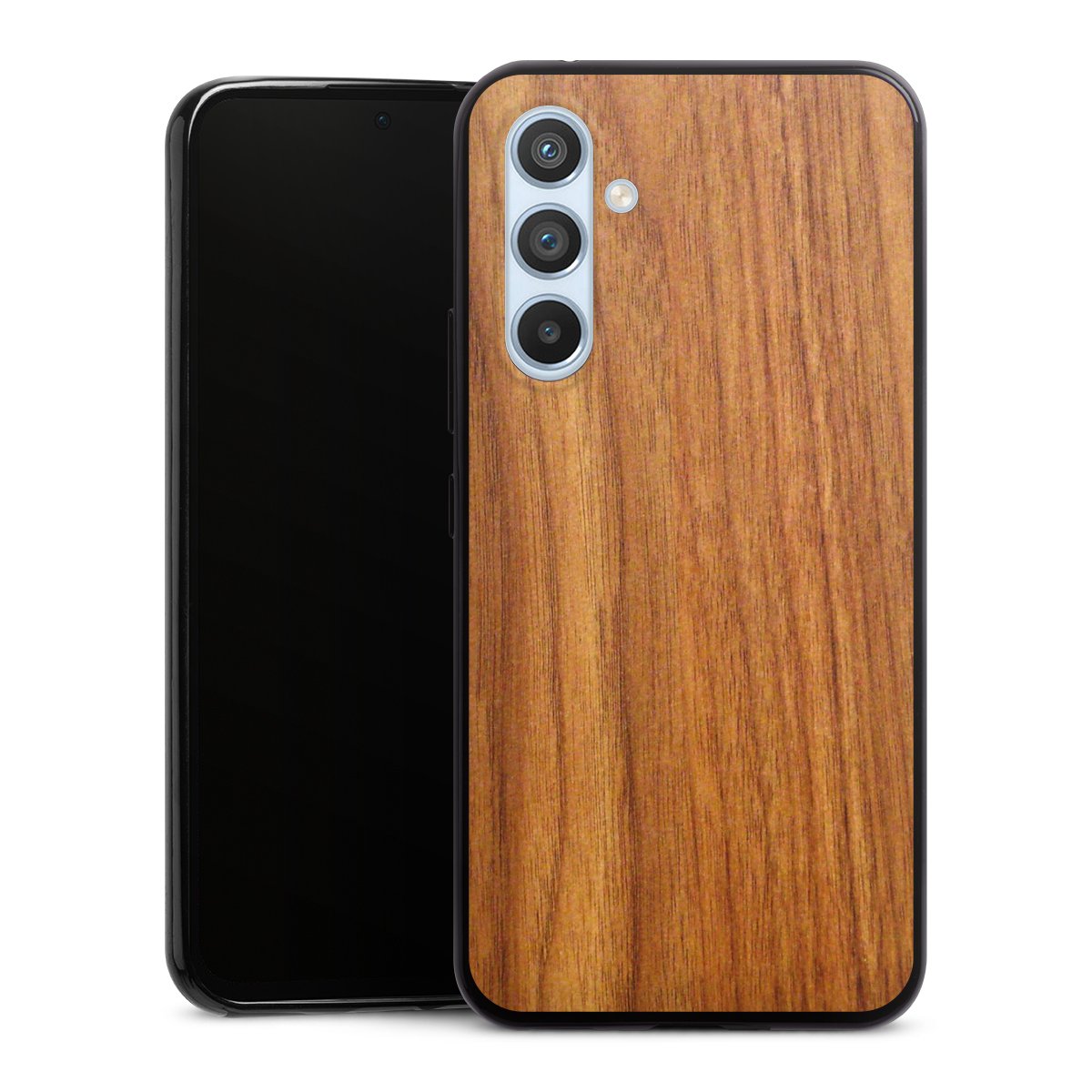 Galaxy A54 5G Handy Slim Case extra dünn Silikon Handyhülle schwarz Hülle Wood Larch Wooden Look Silikon Slim Case