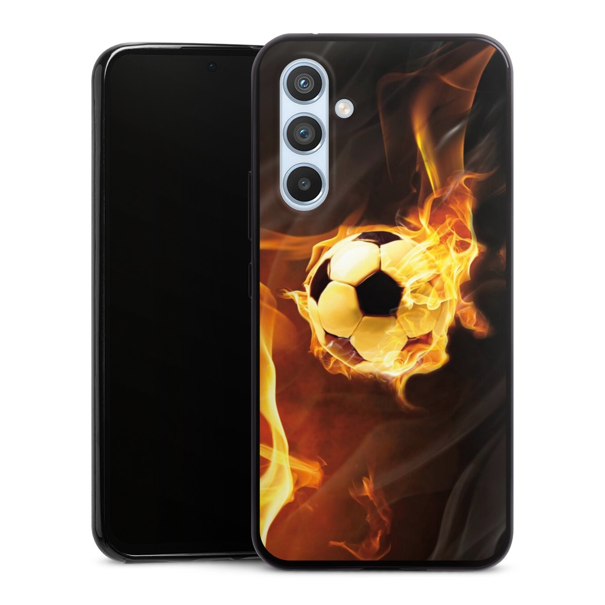 Galaxy A54 5G Handy Slim Case extra dünn Silikon Handyhülle schwarz Hülle Ball Fire Soccer Silikon Slim Case