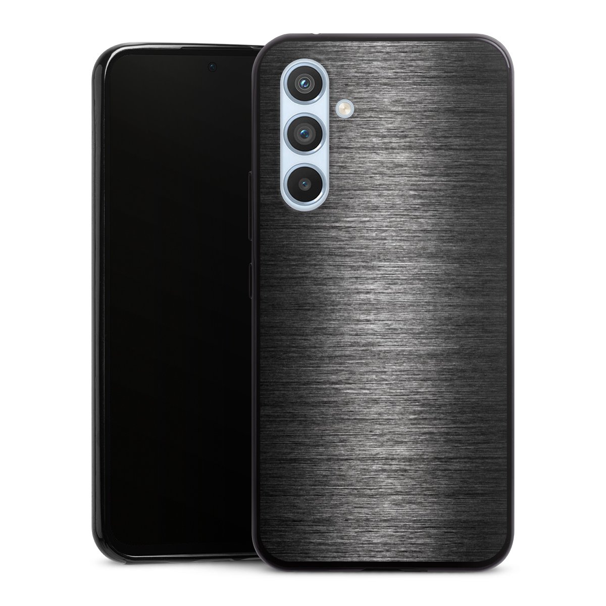 Galaxy A54 5G Handy Slim Case extra dünn Silikon Handyhülle schwarz Hülle Metallic Look Anthracite Metal Silikon Slim Case