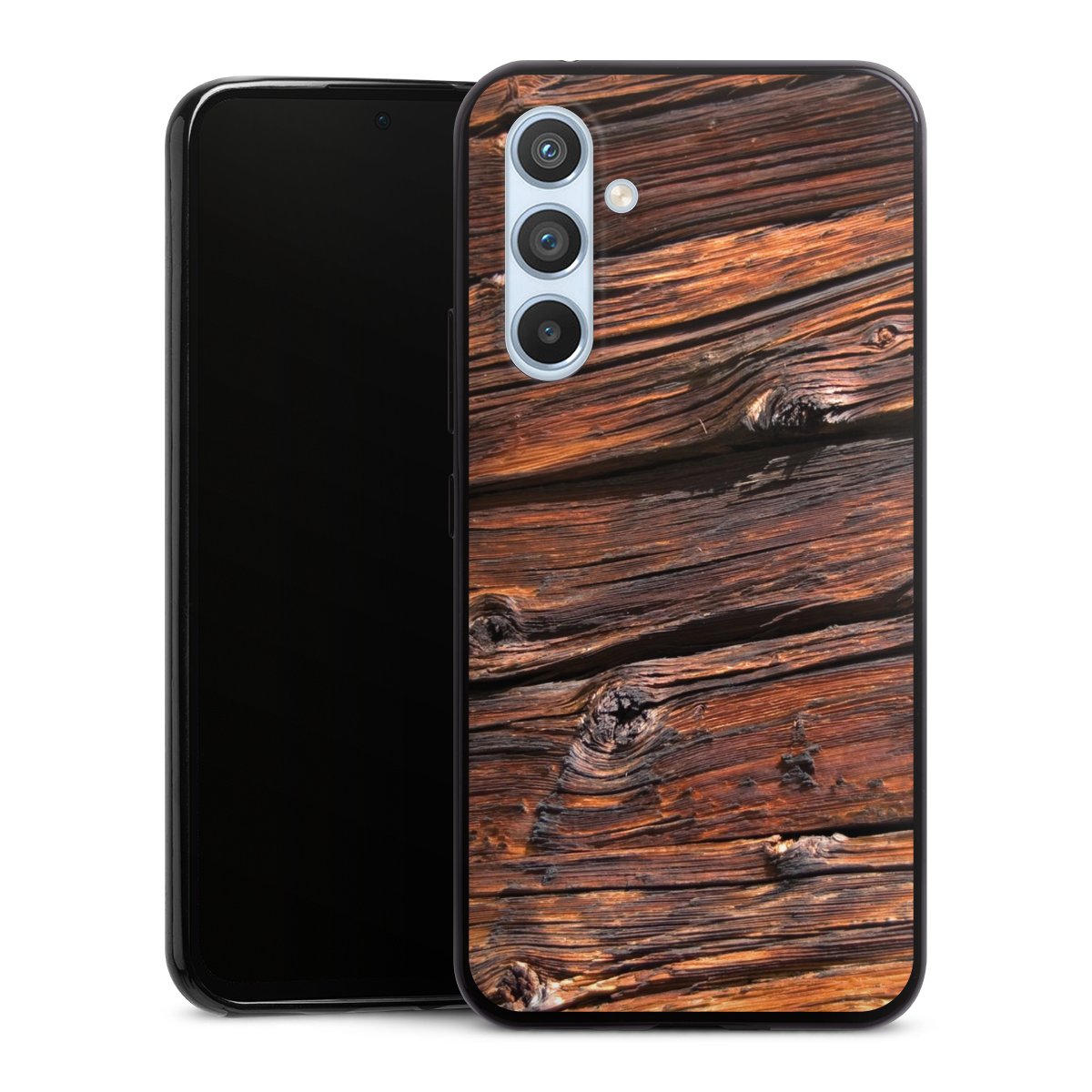 Galaxy A54 5G Handy Slim Case extra dünn Silikon Handyhülle schwarz Hülle Beams Wooden Look Wood Silikon Slim Case