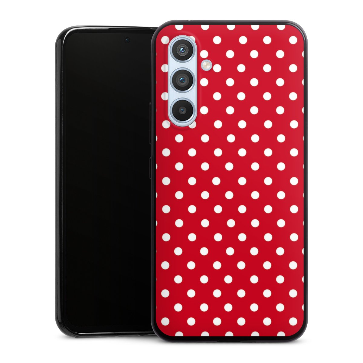 Galaxy A54 5G Handy Slim Case extra dünn Silikon Handyhülle schwarz Hülle Points Polka Dots Retro Silikon Slim Case