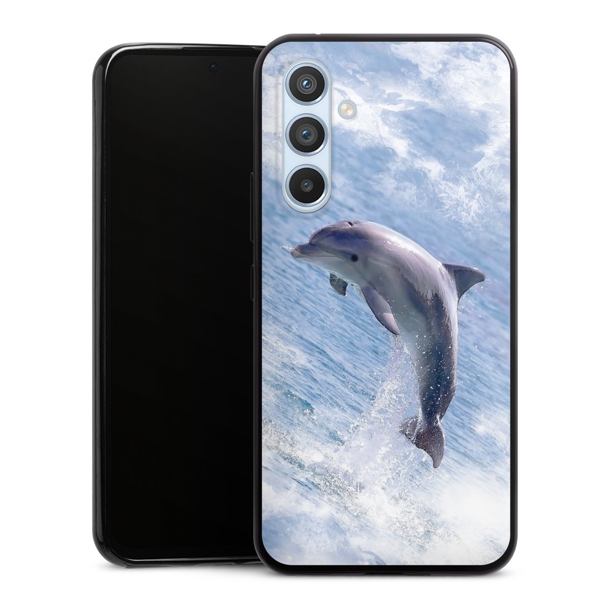 Galaxy A54 5G Handy Slim Case extra dünn Silikon Handyhülle schwarz Hülle Dolphin Ocean Wale Silikon Slim Case