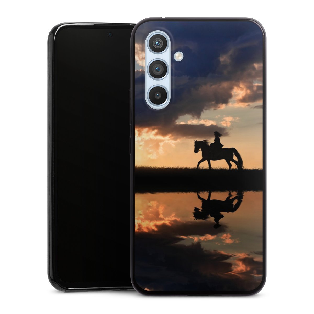 Galaxy A54 5G Handy Slim Case extra dünn Silikon Handyhülle schwarz Hülle Horse Sunset Horseback Riding Silikon Slim Case