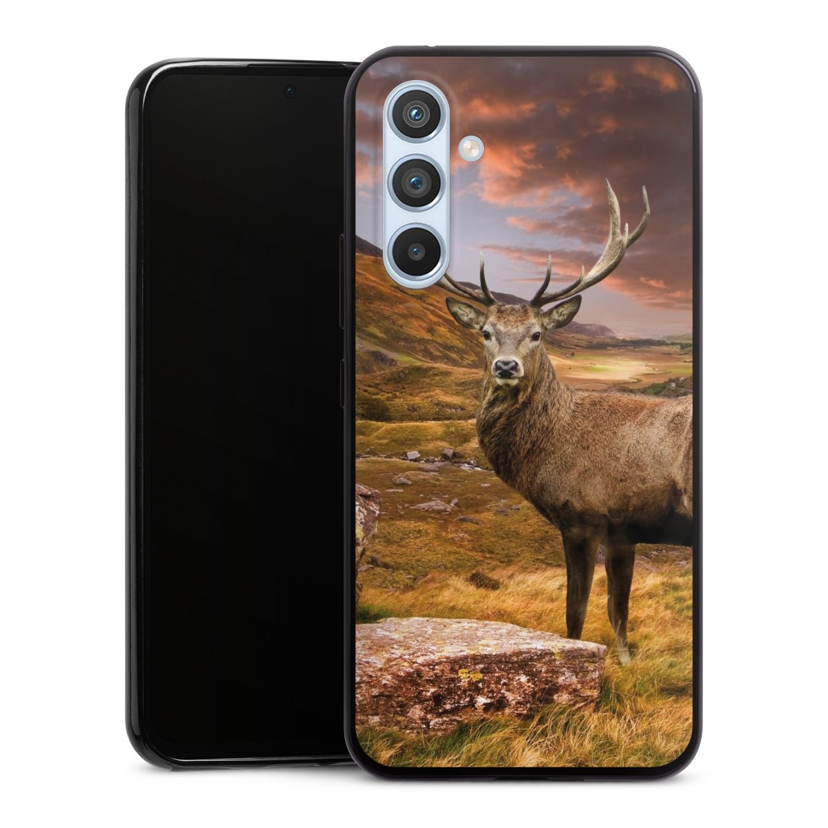 Galaxy A54 5G Handy Slim Case extra dünn Silikon Handyhülle schwarz Hülle Meadow Mountain Deer Silikon Slim Case