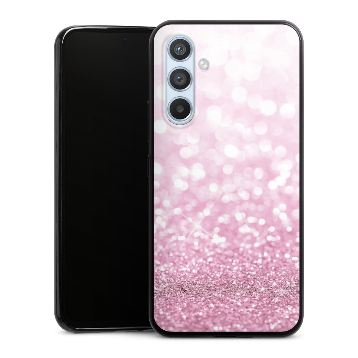 Galaxy A54 5G Handy Slim Case extra dünn Silikon Handyhülle schwarz Hülle Glitzer Pink Shine Silikon Slim Case