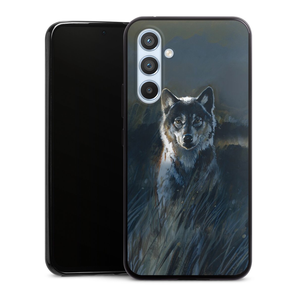 Galaxy A54 5G Handy Slim Case extra dünn Silikon Handyhülle schwarz Hülle Nature Wolf Painting Silikon Slim Case