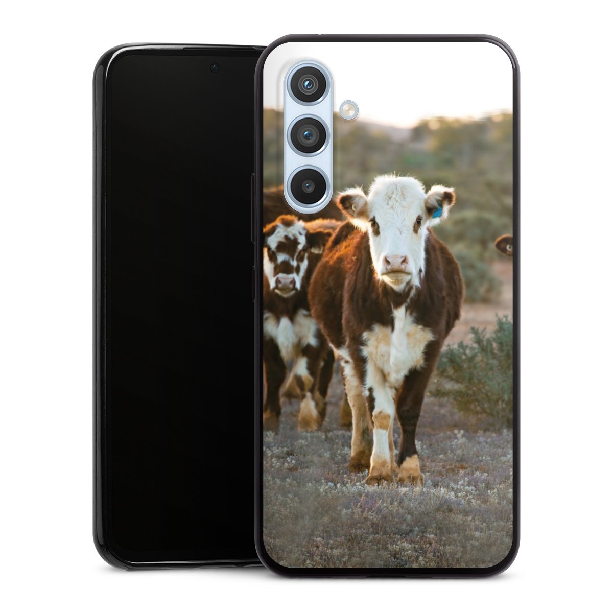 Galaxy A54 5G Handy Slim Case extra dünn Silikon Handyhülle schwarz Hülle Cow Farmer Calf Silikon Slim Case