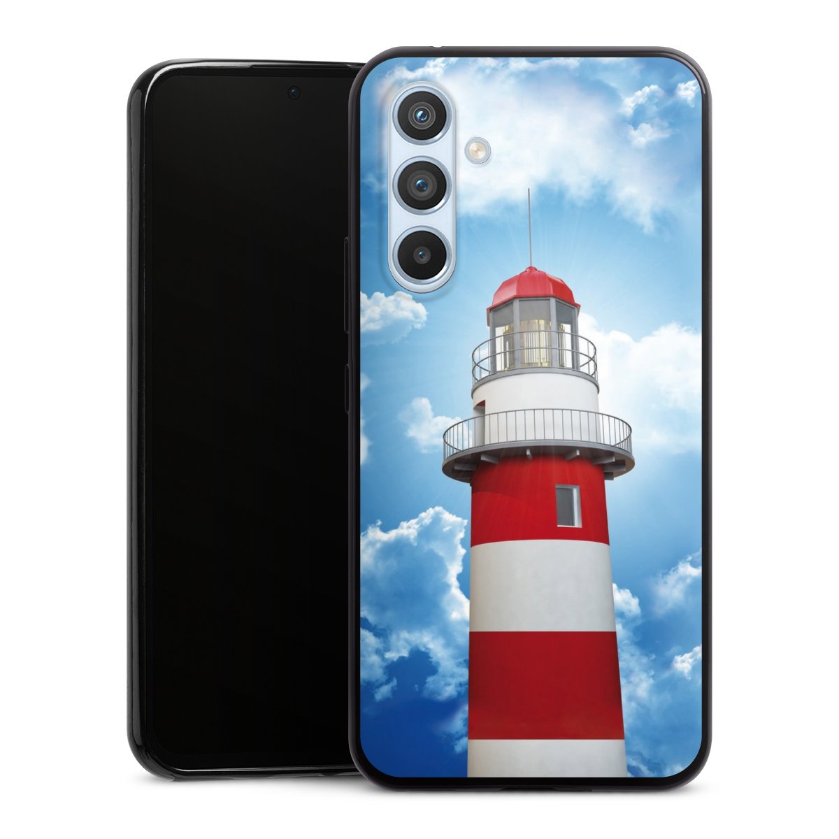 Galaxy A54 5G Handy Slim Case extra dünn Silikon Handyhülle schwarz Hülle Lighthouse Sky Cloud Silikon Slim Case