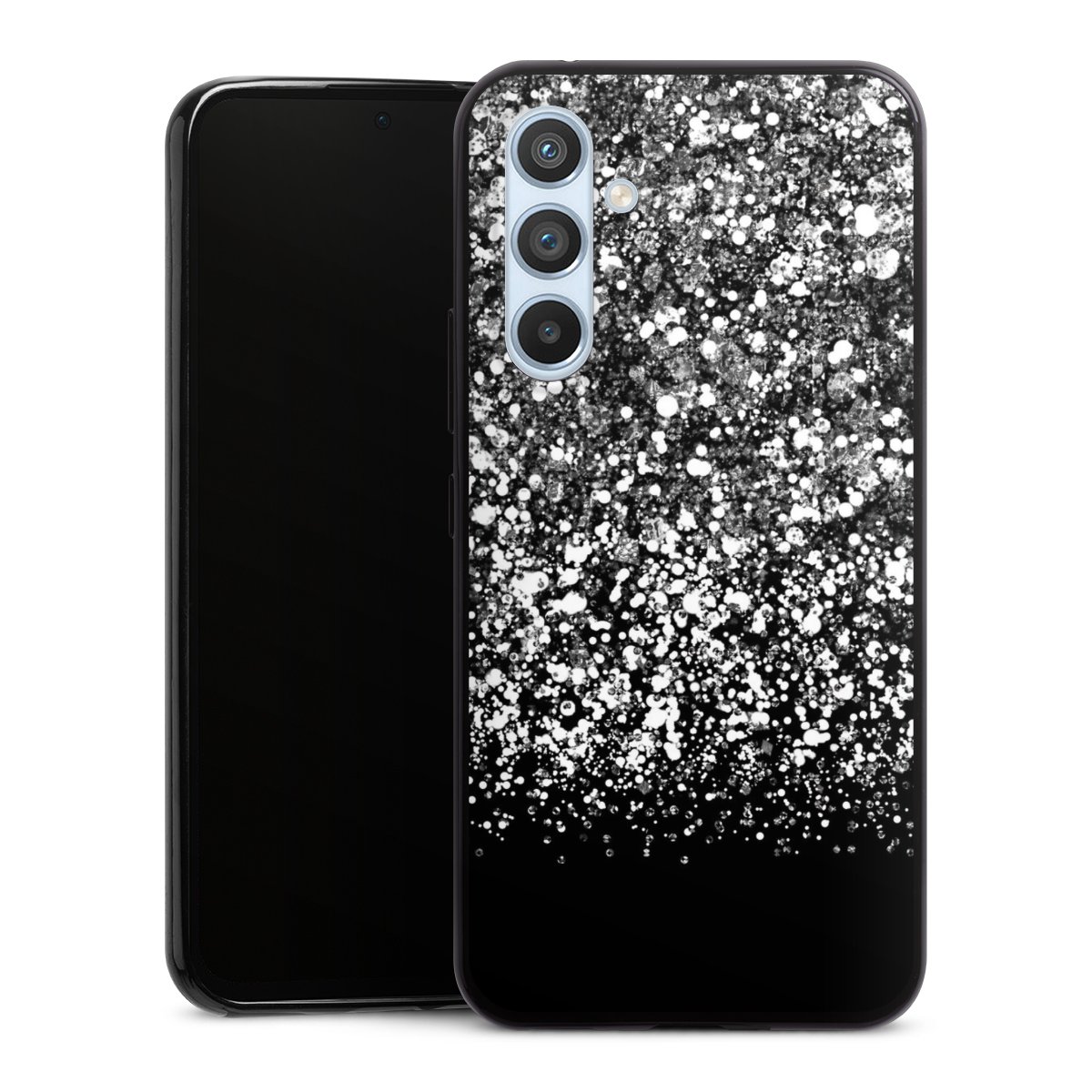 Galaxy A54 5G Handy Slim Case extra dünn Silikon Handyhülle schwarz Hülle Glitzer Snowflake Muster Silikon Slim Case