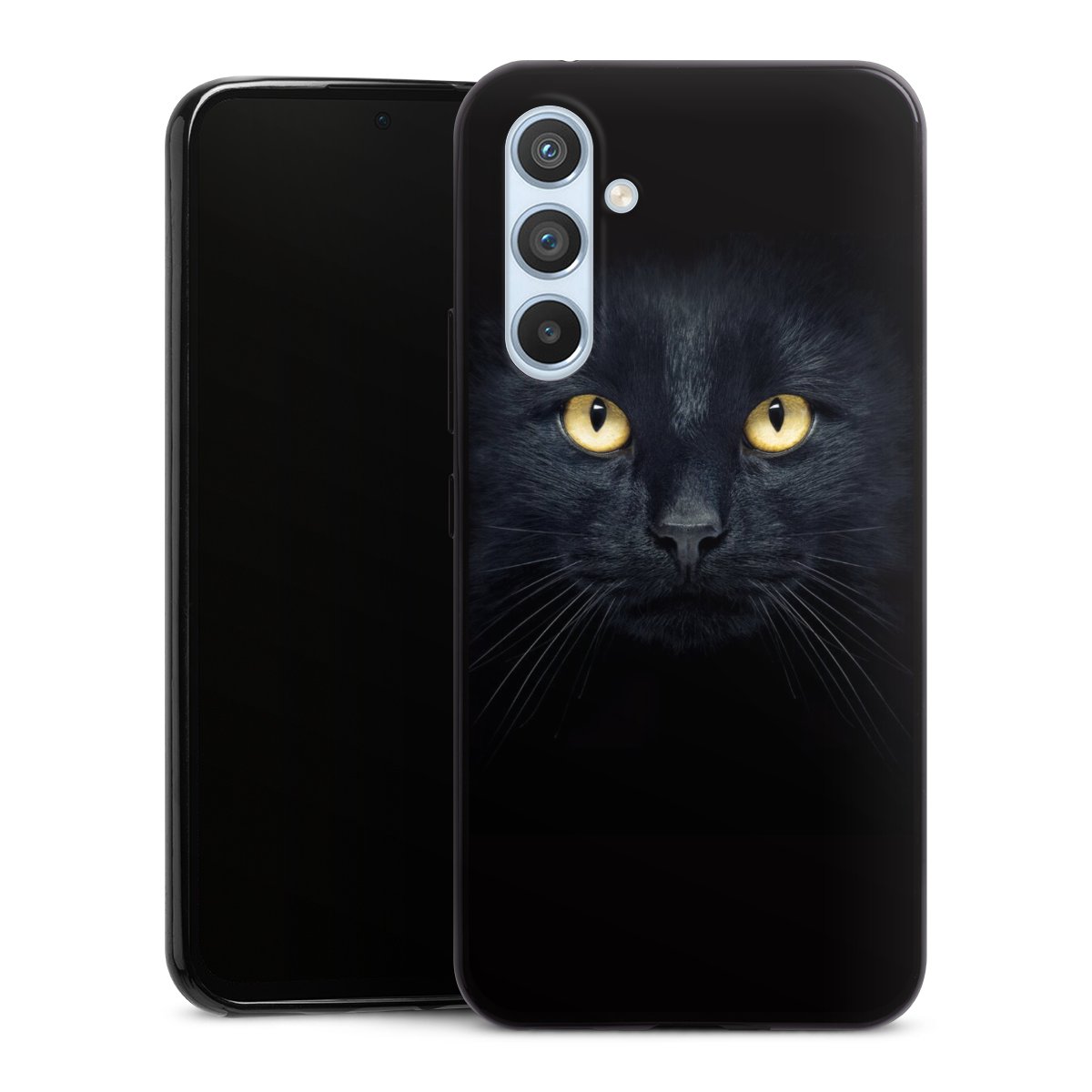 Galaxy A54 5G Handy Slim Case extra dünn Silikon Handyhülle schwarz Hülle Eye Cat Black Silikon Slim Case