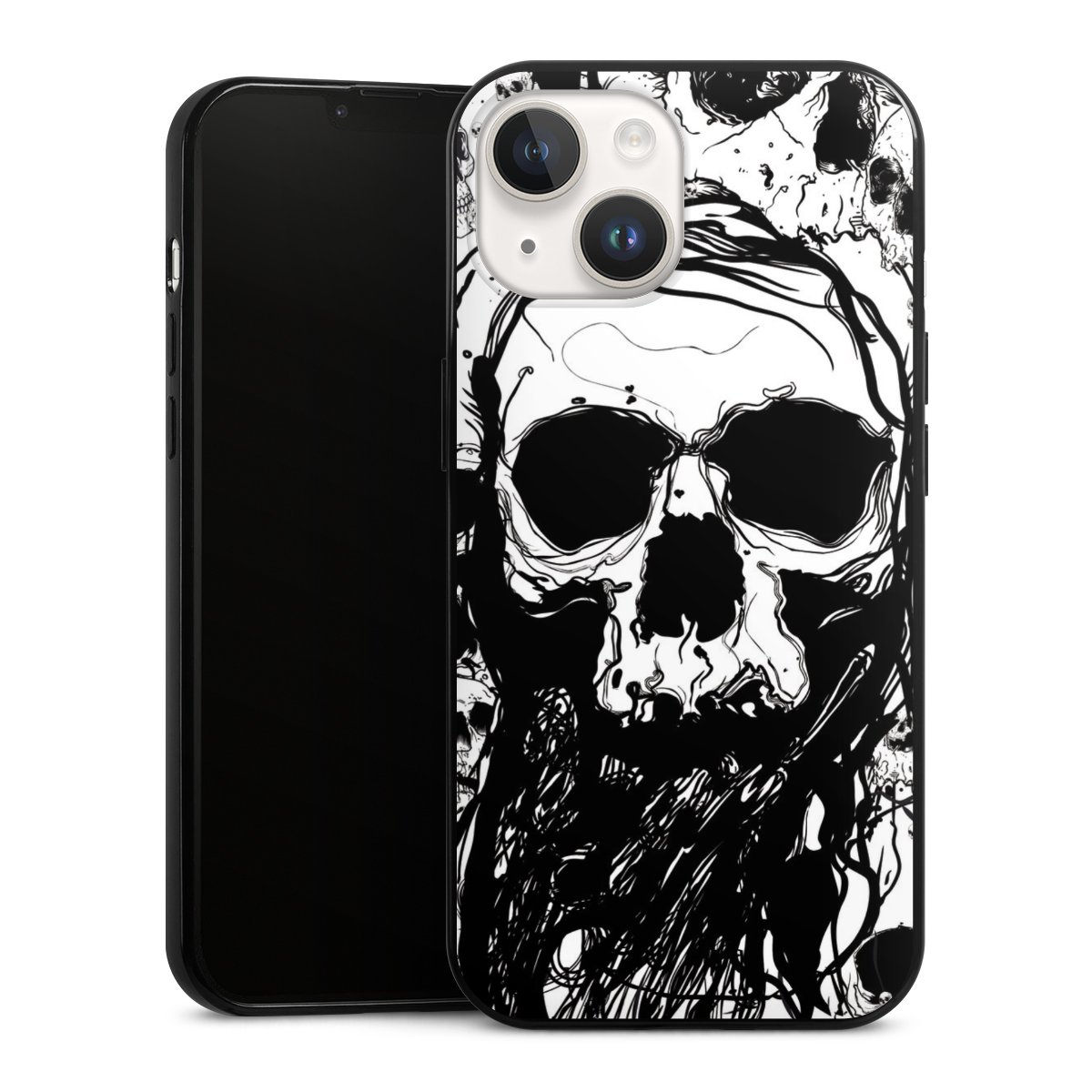 iPhone 14 Handy Slim Case extra dünn Silikon Handyhülle schwarz Hülle Totenkopf Halloween Silikon Slim Case