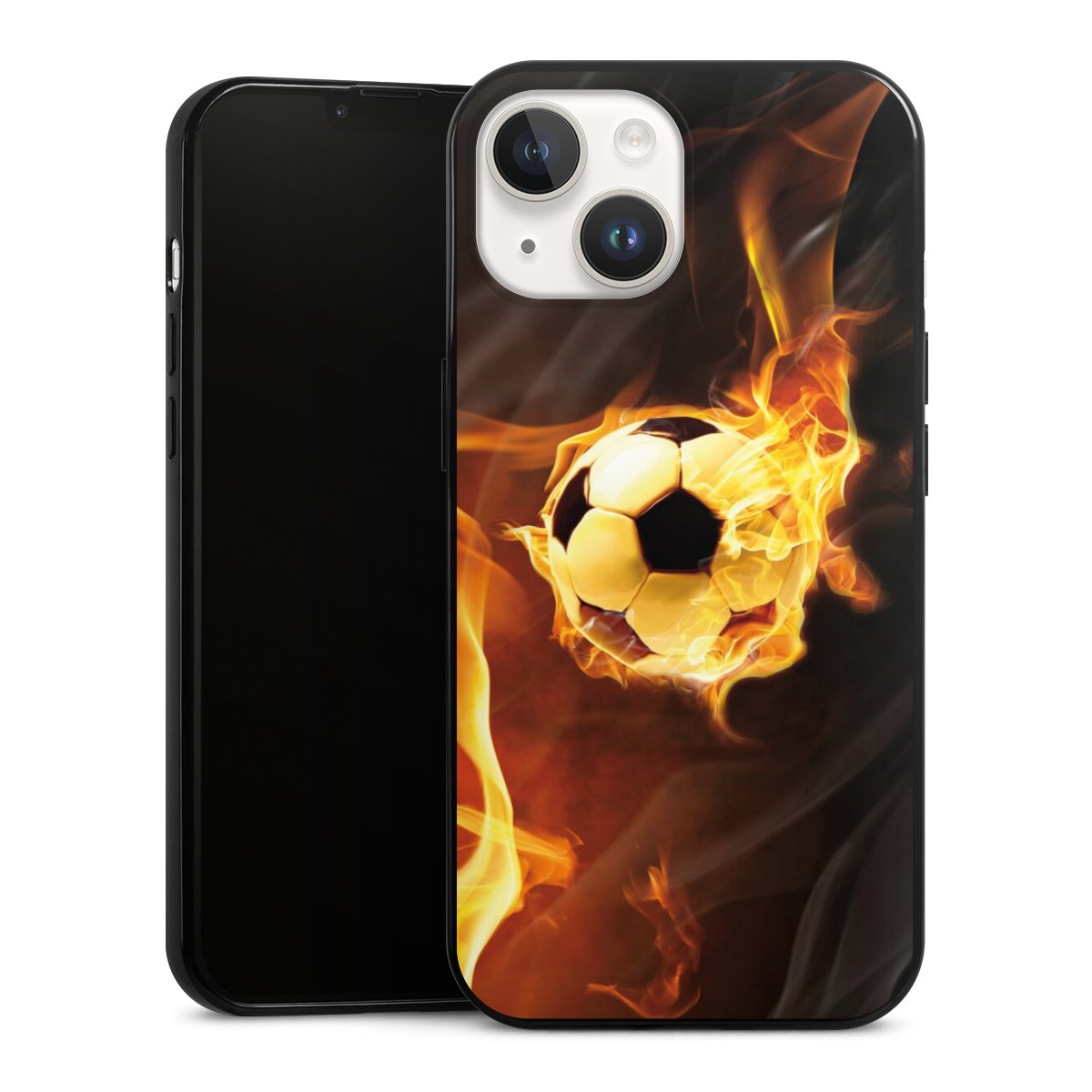 iPhone 14 Handy Slim Case extra dünn Silikon Handyhülle schwarz Hülle Ball Fire Soccer Silikon Slim Case