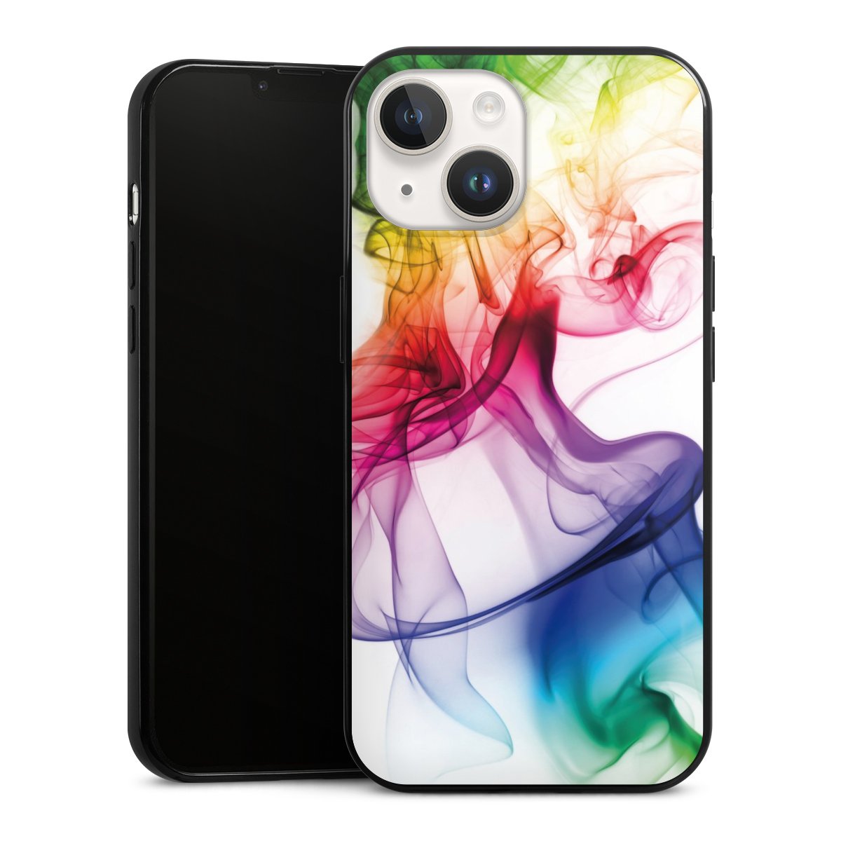 iPhone 14 Handy Slim Case extra dünn Silikon Handyhülle schwarz Hülle Water Colour Rainbow Silikon Slim Case