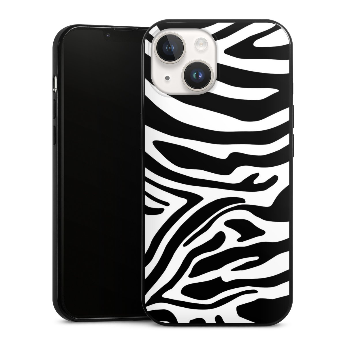 iPhone 14 Handy Slim Case extra dünn Silikon Handyhülle schwarz Hülle Zebra Animal Look Animal Print Silikon Slim Case