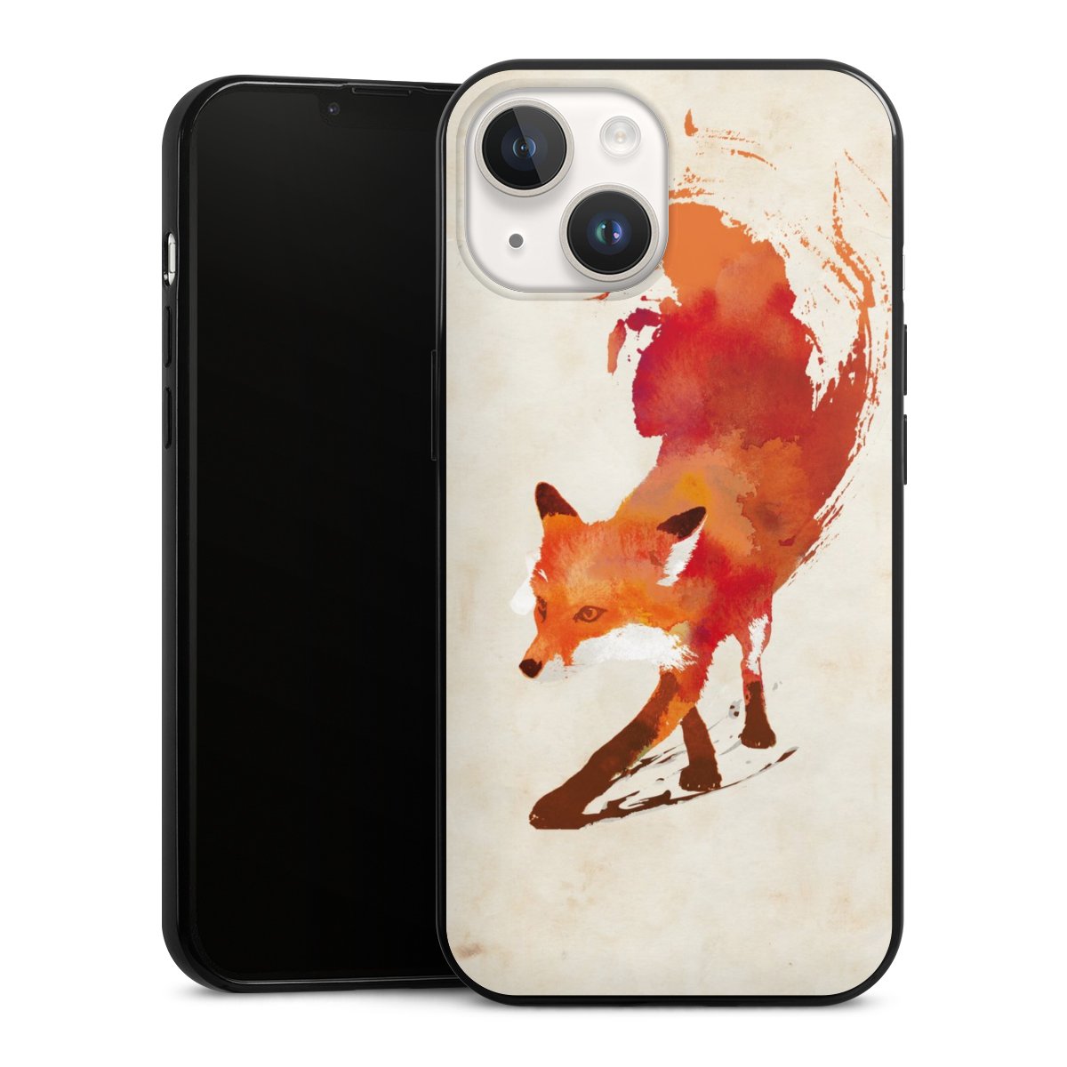 iPhone 14 Handy Slim Case extra dünn Silikon Handyhülle schwarz Hülle Fox Graphic Silikon Slim Case