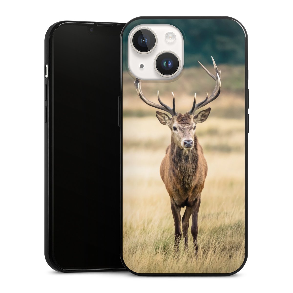 iPhone 14 Handy Slim Case extra dünn Silikon Handyhülle schwarz Hülle Deer Meadow Forrest Silikon Slim Case