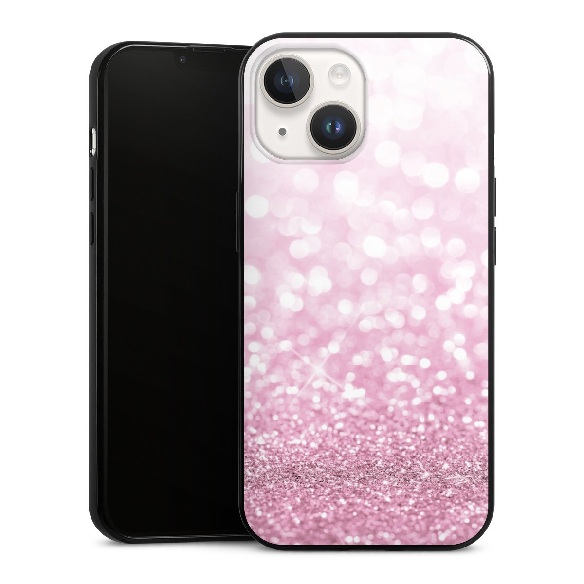 iPhone 14 Handy Slim Case extra dünn Silikon Handyhülle schwarz Hülle Glitzer Pink Shine Silikon Slim Case