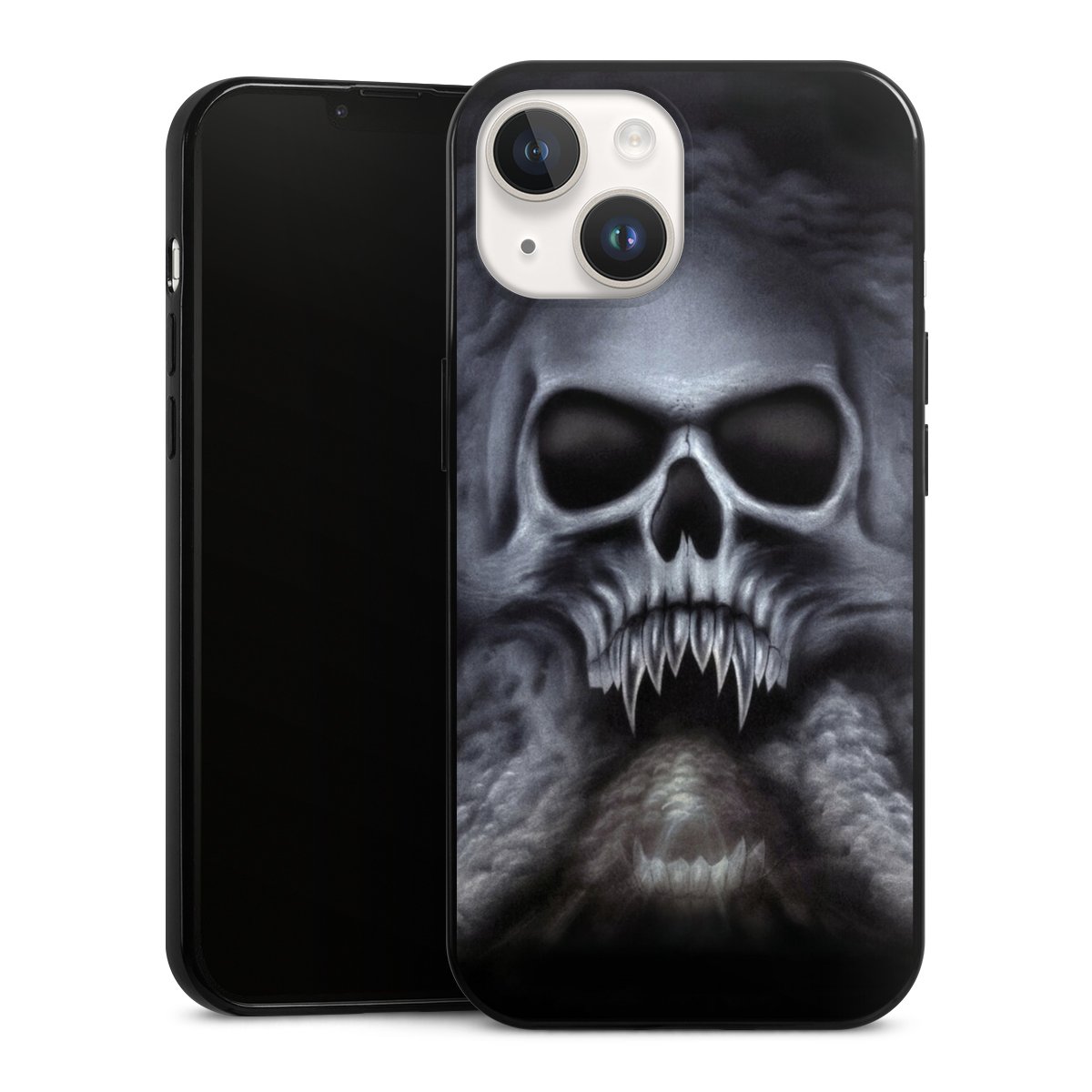 iPhone 14 Handy Slim Case extra dünn Silikon Handyhülle schwarz Hülle Totenkopf Skull Silikon Slim Case