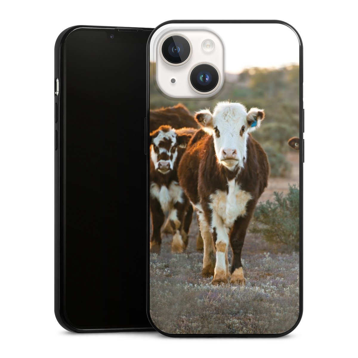 iPhone 14 Handy Slim Case extra dünn Silikon Handyhülle schwarz Hülle Cow Farmer Calf Silikon Slim Case