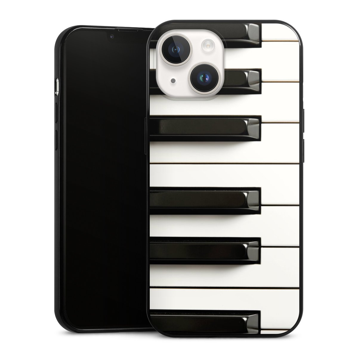 iPhone 14 Handy Slim Case extra dünn Silikon Handyhülle schwarz Hülle Klavier Piano Music Silikon Slim Case